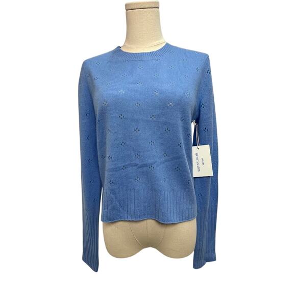 NWT! Guest In Residence Shrunken Pointelle Crew in French Blue M - Picture 5 of 11